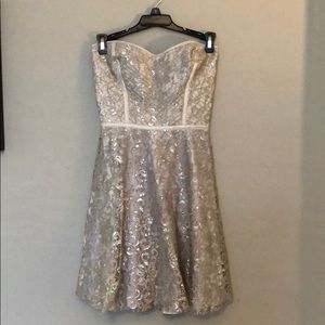 Parker metallic lace strapless dress